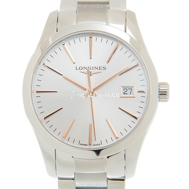 Luxurious Longines Conquest Classic Replica in Stainless Steel, White Dial, Quartz Movement Watch