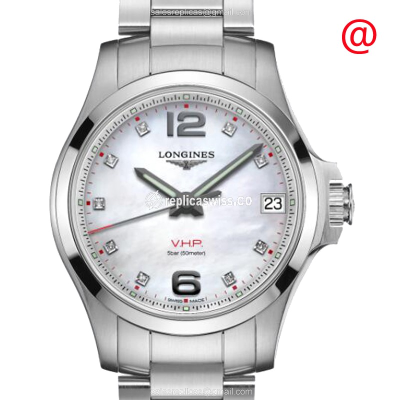 Luxurious Longines CONQUEST L3.316.4.87.6 Replica with White Dial Steel Case Watch