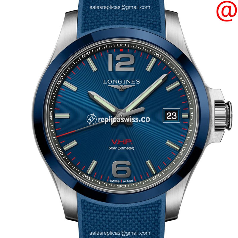 Luxurious Longines Conquest Quartz Replica | Blue Ceramic Case & Blue Dial Watch