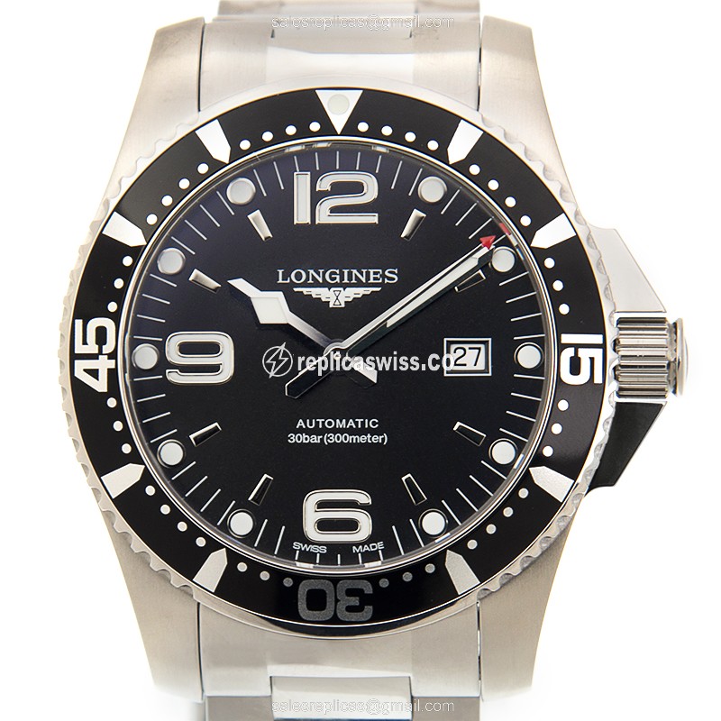 Luxurious Longines Conquest Replica, Automatic Movement, Black Dial, Stainless Steel Case Watch