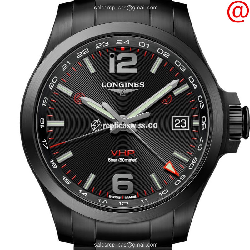 Luxurious Longines Conquest Replica, Black Dial, Steel Case & Quartz Movement Watch