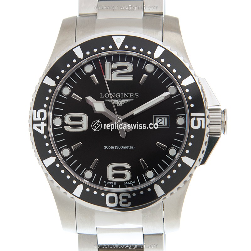 Luxurious Longines Conquest Replica in Black Dial & Stainless Steel Case Watch