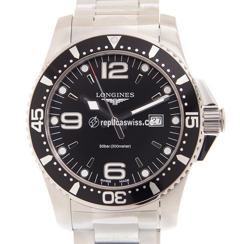 Luxurious Longines CONQUEST Replica in Black Dial & Stainless Steel Case Watch