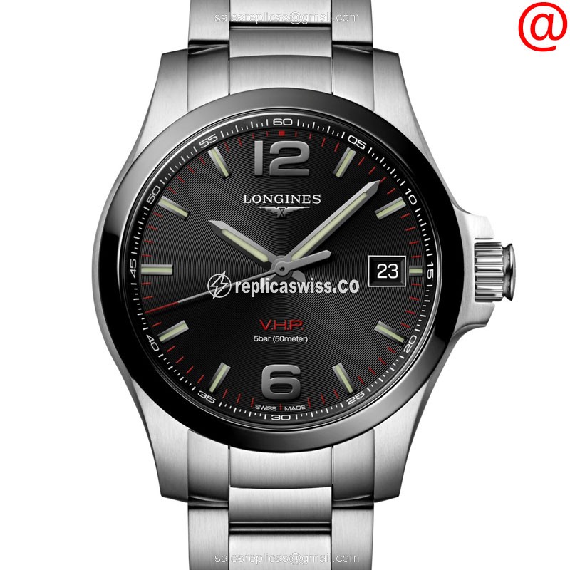 Luxurious Longines CONQUEST Replica in Black Dial Stainless Steel Case Watch