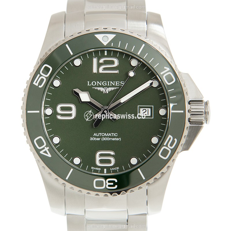 Luxurious Longines Conquest Replica in Green Dial & Stainless Steel, Automatic Movement Watch