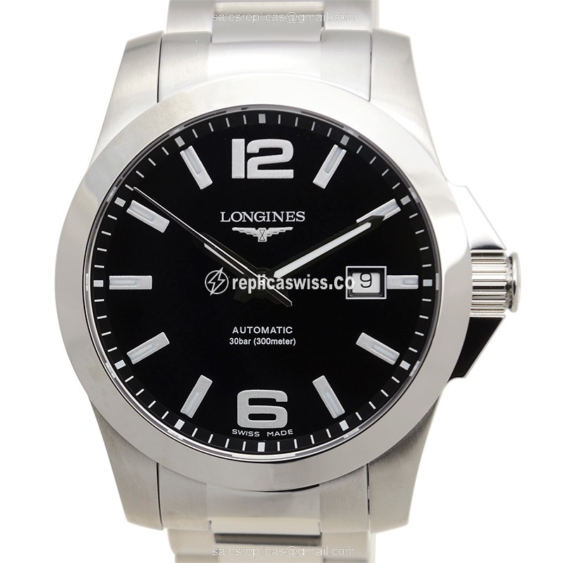 Luxurious Longines Conquest Replica in Stainless Steel, Automatic Movement & Black Dial Watch