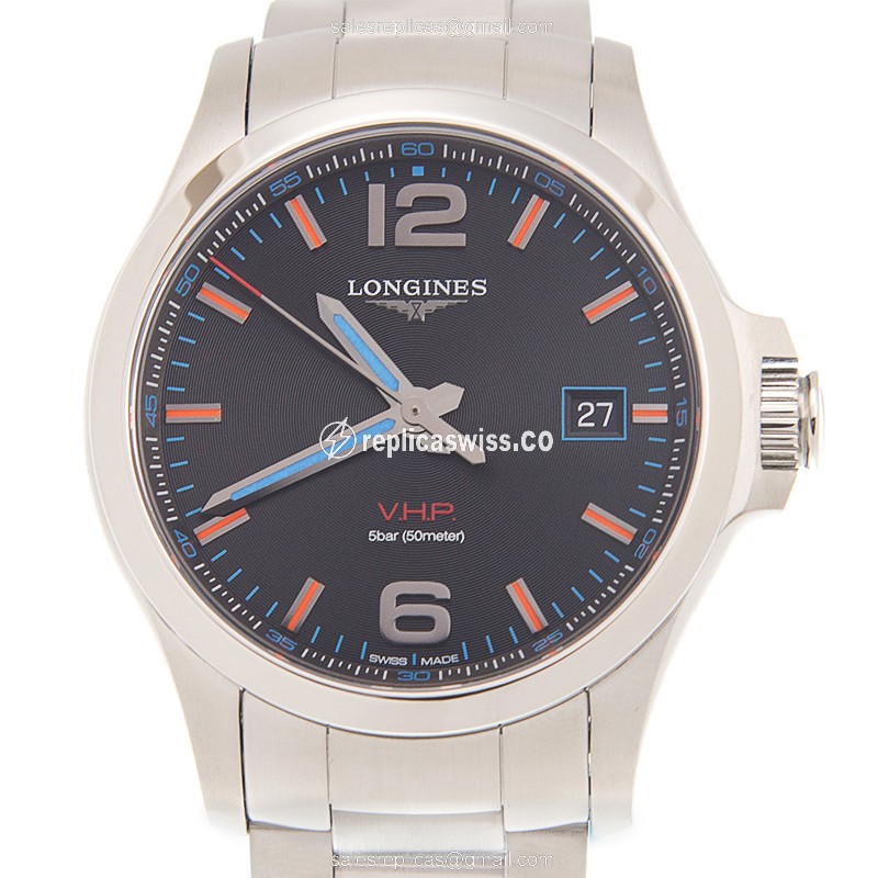 Luxurious Longines Conquest Replica in Stainless Steel, Automatic Movement & Black Dial Watch