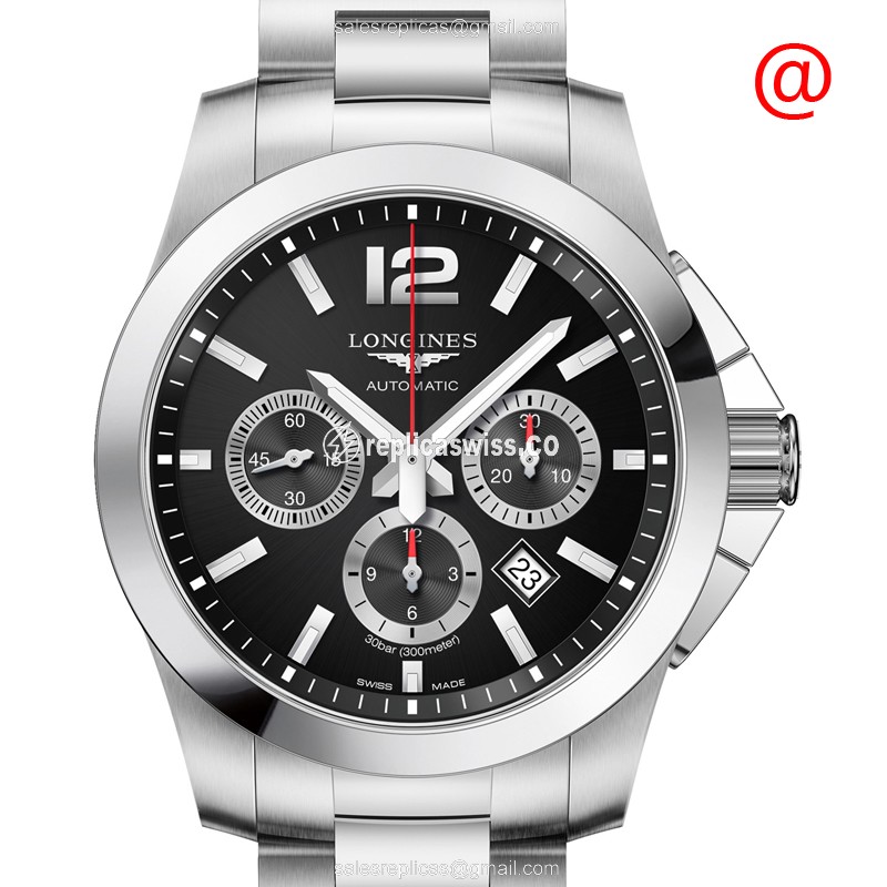 Luxurious Longines Conquest Replica in Stainless Steel, Automatic Movement & Black Dial Watch