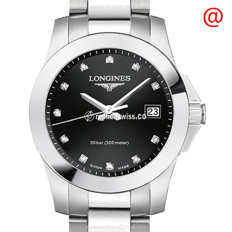 Luxurious Longines Conquest Replica in Stainless Steel, Black Dial, Quartz Movement Watch