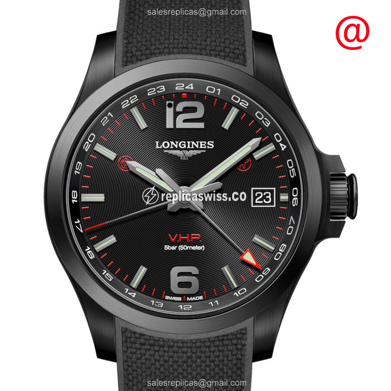 Luxurious Longines Conquest Replica in Stainless Steel, Black Dial, Quartz Movement Watch