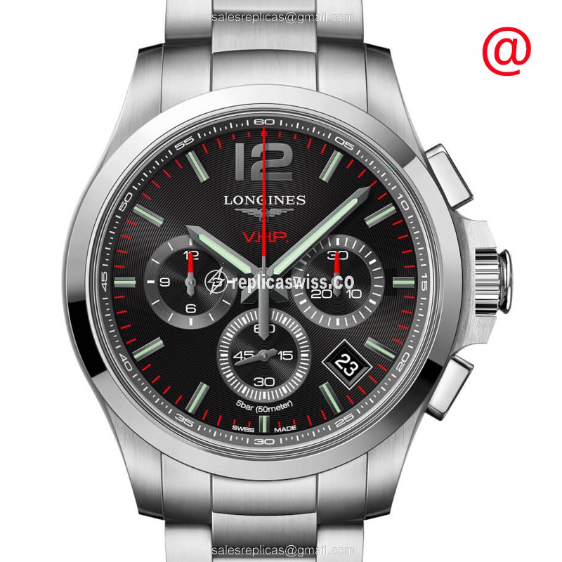 Luxurious Longines Conquest Replica in Stainless Steel, Black Dial, Quartz Movement Watch