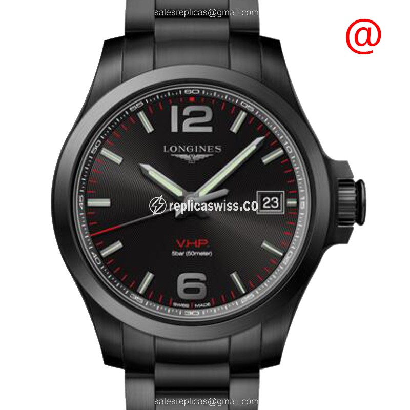 Luxurious Longines Conquest Replica in Stainless Steel, Black Dial & Quartz Movement Watch