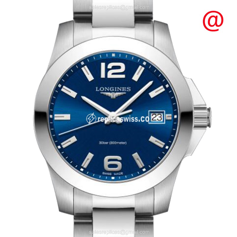 Luxurious Longines Conquest Replica in Stainless Steel, Blue Dial, Quartz Movement Watch