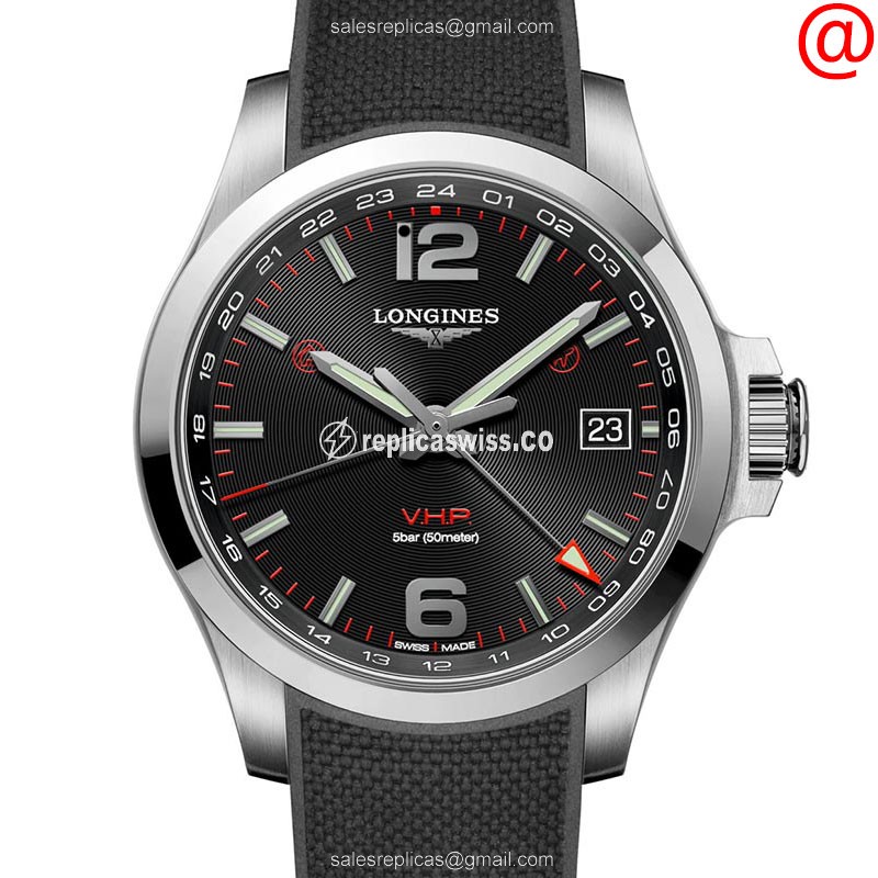 Luxurious Longines Conquest Replica in Stainless Steel Case, Black Dial & Quartz Movement Watch