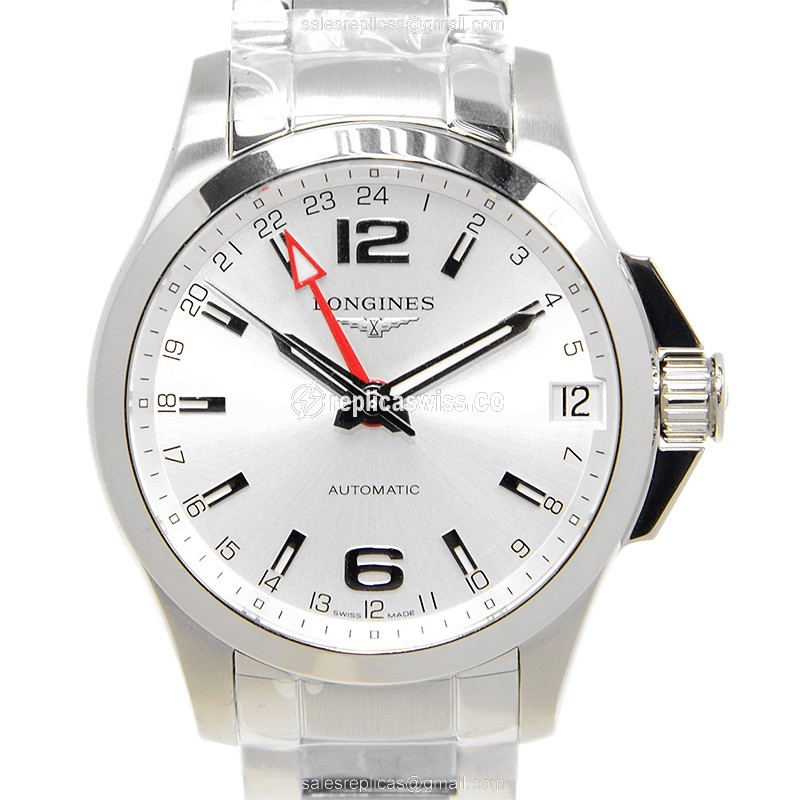 Luxurious Longines Conquest Replica in Stainless Steel Case & Silver Dial Watch