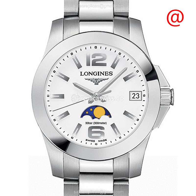 Luxurious Longines Conquest Replica in Stainless Steel Case, White Dial, Quartz Movement Watch