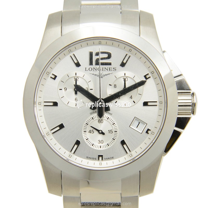 Luxurious Longines Conquest Replica in Stainless Steel Case, White Dial, Sapphire Crystal Watch