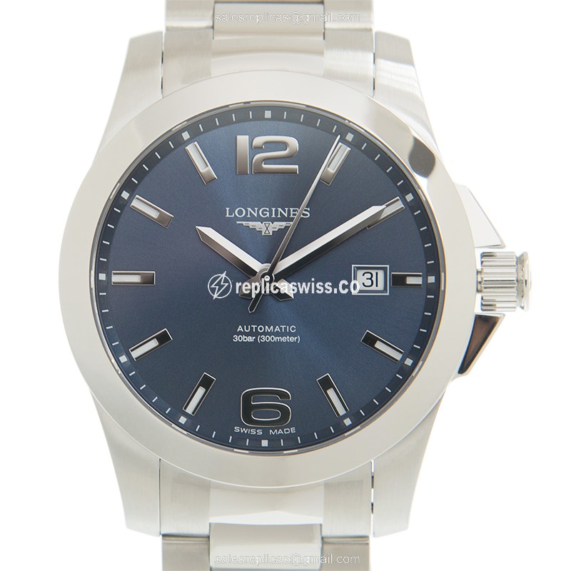 Luxurious Longines Conquest Replica in Stainless Steel Case with Automatic Movement Blue Dial