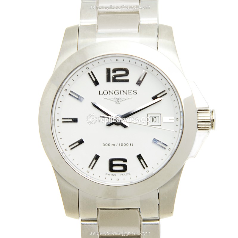Luxurious Longines Conquest Replica in Stainless Steel & White Dial, Automatic Movement Watch