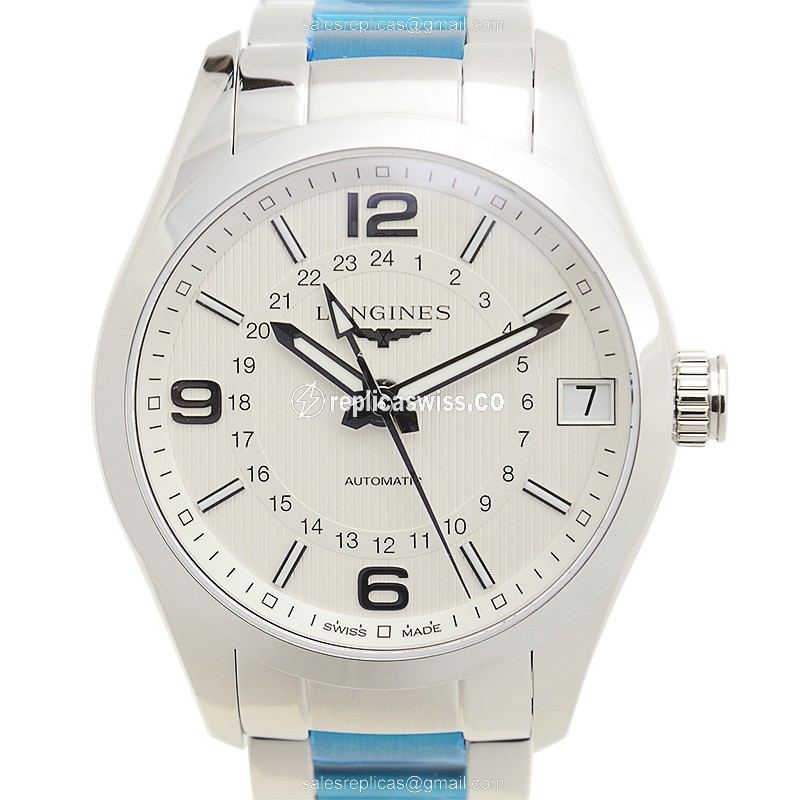 Luxurious Longines Conquest Replica in Stainless Steel with Automatic Movement Silver Dial Watch