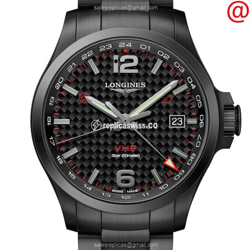 Luxurious Longines Conquest Replica in Stainless Steel with Black Dial Quartz Movement Watch