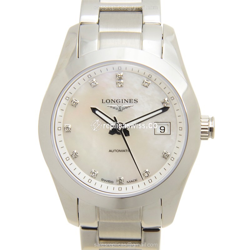 Luxurious Longines Conquest Replica in White Dial Stainless Steel Case Watch