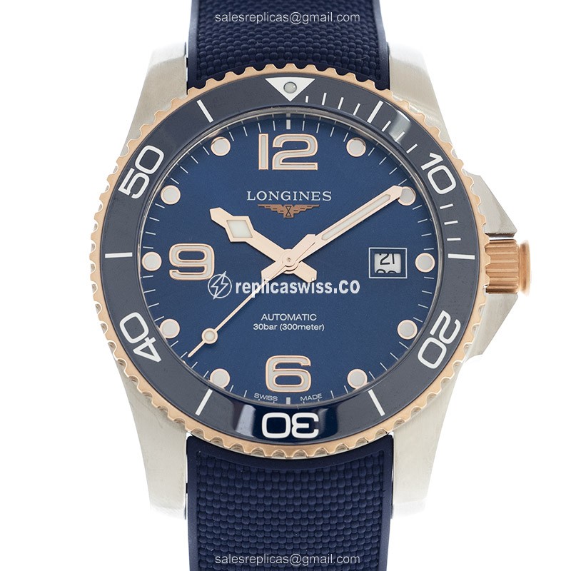 Luxurious Longines Conquest Replica with Automatic Movement & Exquisite Blue Ceramic & Steel Case