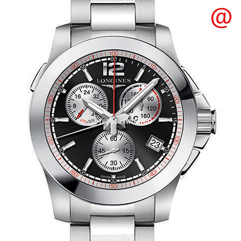 Luxurious Longines CONQUEST Replica with Black Dial & Stainless Steel Case Watch