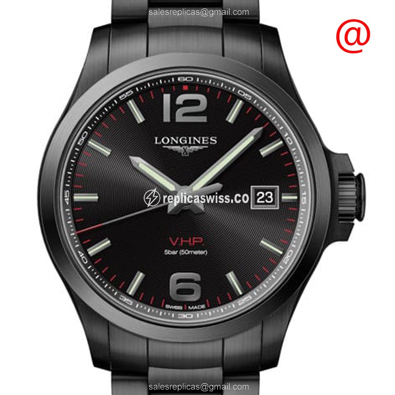Luxurious Longines Conquest Replica with Black Dial Stainless Steel Case Watch