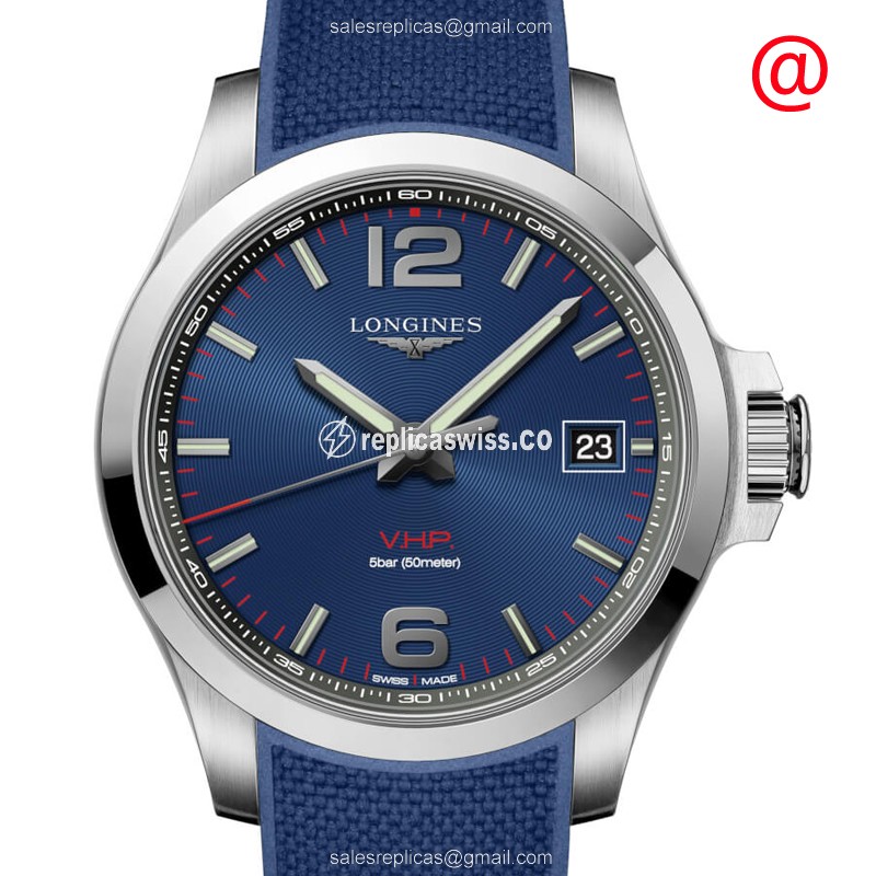 Luxurious Longines Conquest Replica with Blue Dial & Steel Case, Quartz Movement Watch