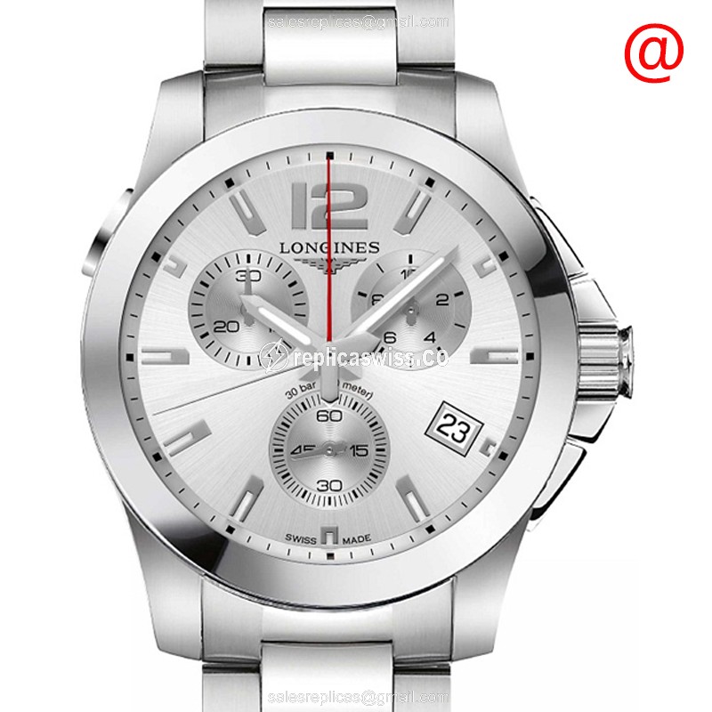 Luxurious Longines Conquest Replica with Silver Dial & Stainless Steel Case Watch