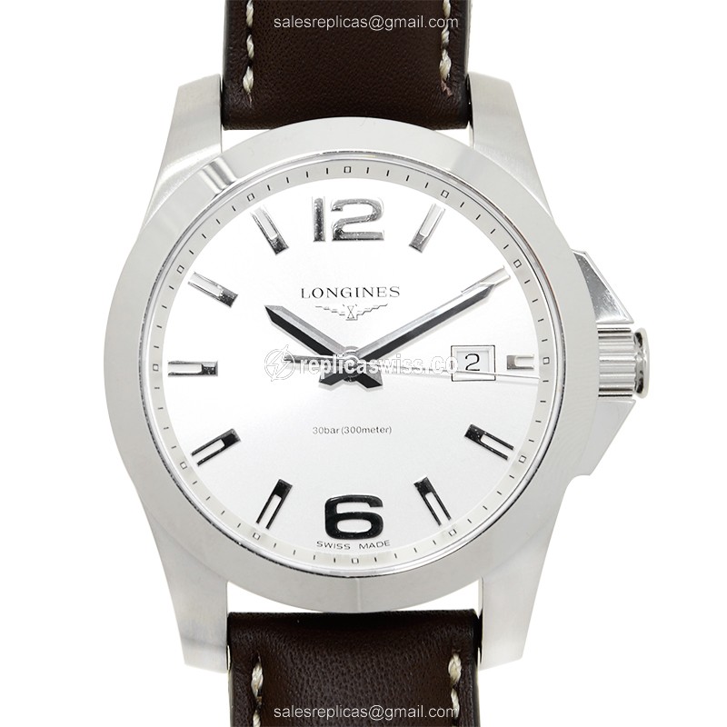 Luxurious Longines Conquest Replica with White Dial Stainless Steel Case, Automatic Movement
