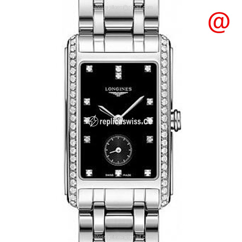 Luxurious Longines Dolce Vita Replica | Black Dial, Stainless Steel Case & Clasp Watch