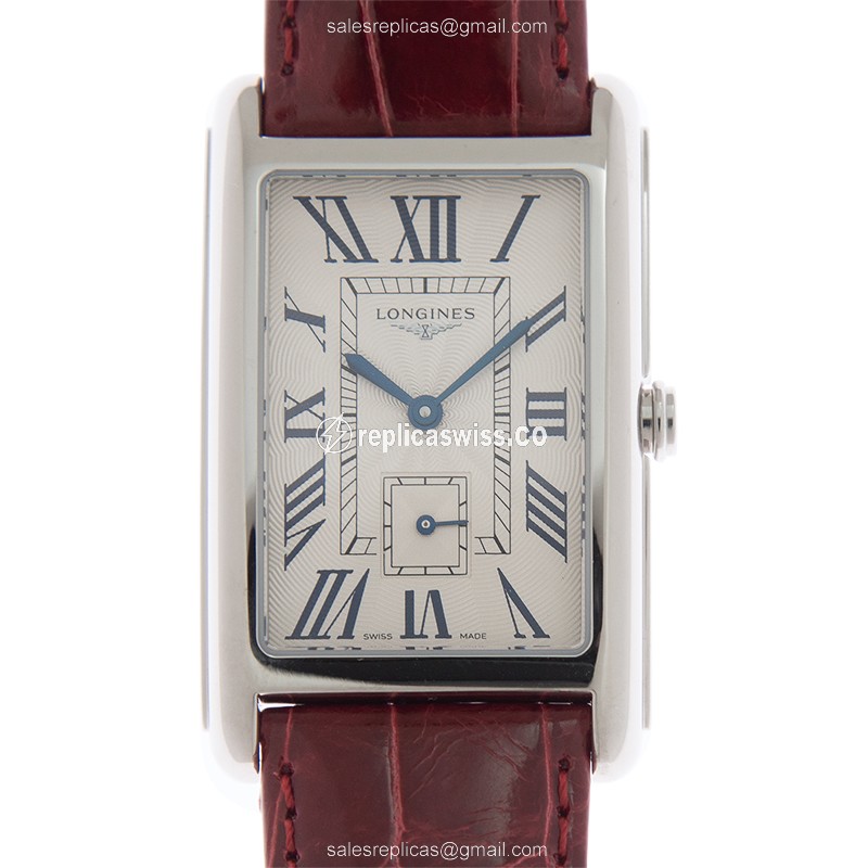 Luxurious Longines Dolce Vita Replica in Stainless Steel & White Dial, Leather Strap Watch