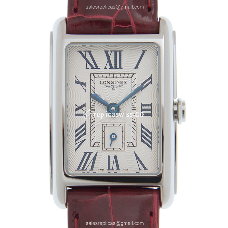 Luxurious Longines Dolce Vita Replica, Silver Dial, Genuine Leather Strap Watch