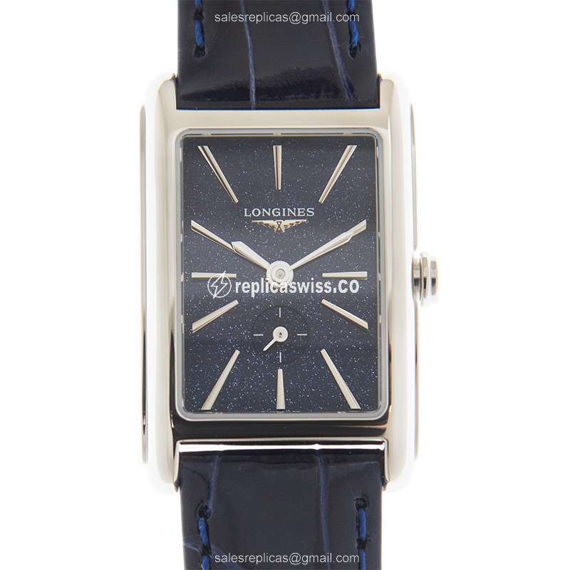 Luxurious Longines Dolce Vita Replica Watch | Blue Dial, Alligator Strap | Quartz Movement