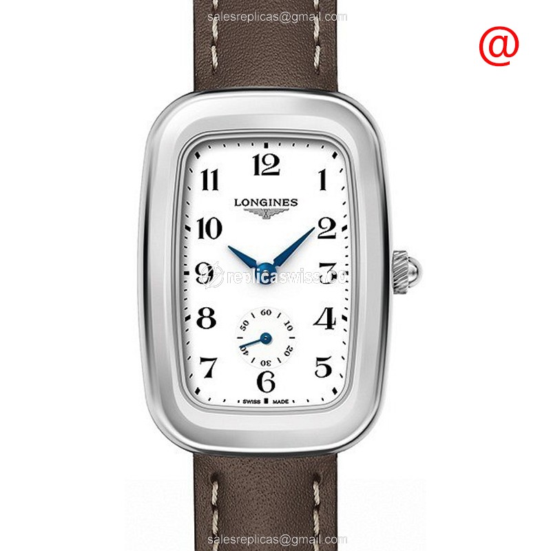 Luxurious Longines Equestrian Quartz Replica, Elegant White Dial & Premium Brown Leather Strap Watch