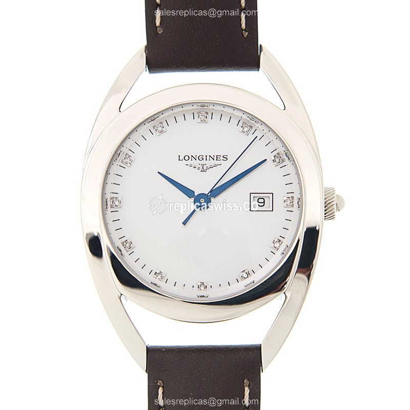 Luxurious Longines Equestrian Quartz Replica Watch, White Dial, Leather Strap