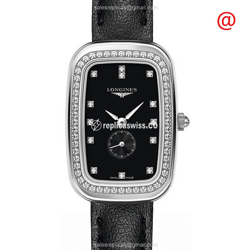 Luxurious Longines Equestrian Replica in Black, Automatic Movement & Diamond Bezel Watch