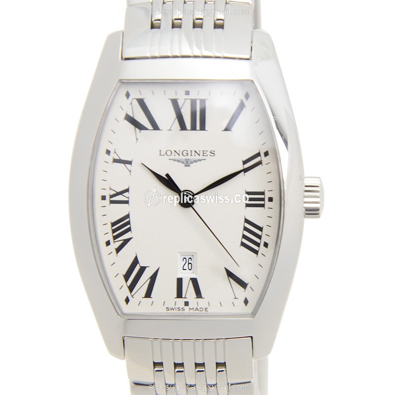 Luxurious Longines EVIDENZA Quartz Replica, Elegant Silver Steel Case & White Dial Watch