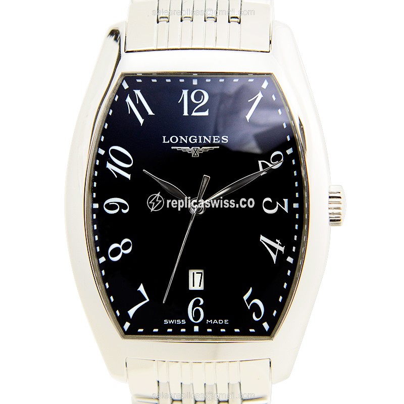 Luxurious Longines EVIDENZA Replica in Black Dial & Stainless Steel Case Watch