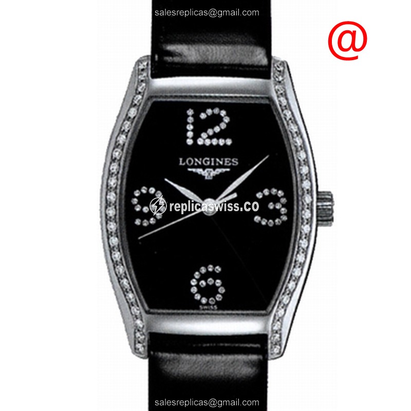 Luxurious Longines EVIDENZA Replica in Stainless Steel & Black Diamond Dial Watch