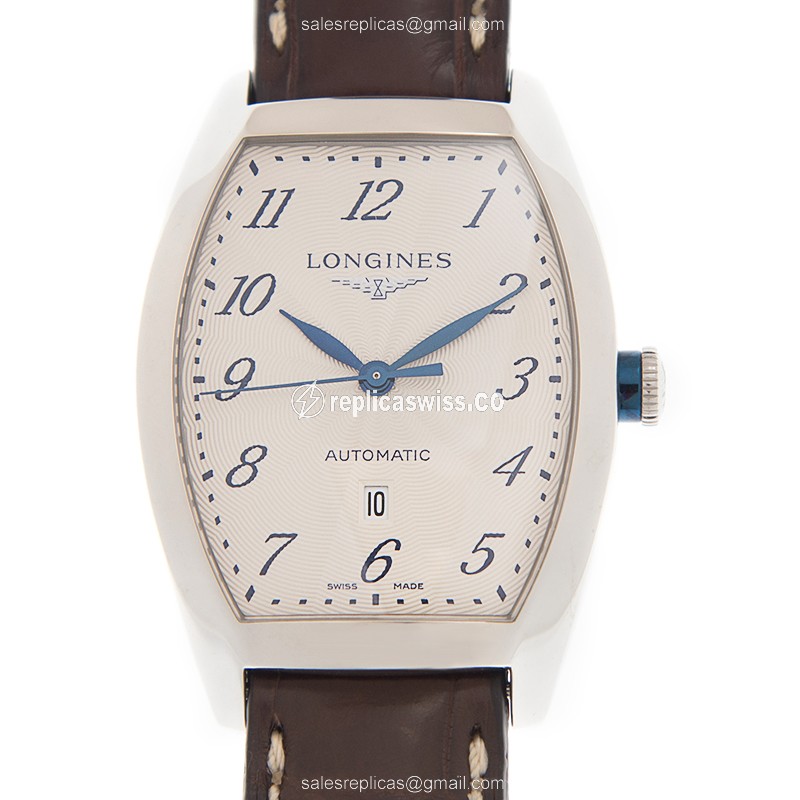 Luxurious Longines EVIDENZA Replica in Stainless Steel with Automatic Movement Brown Leather