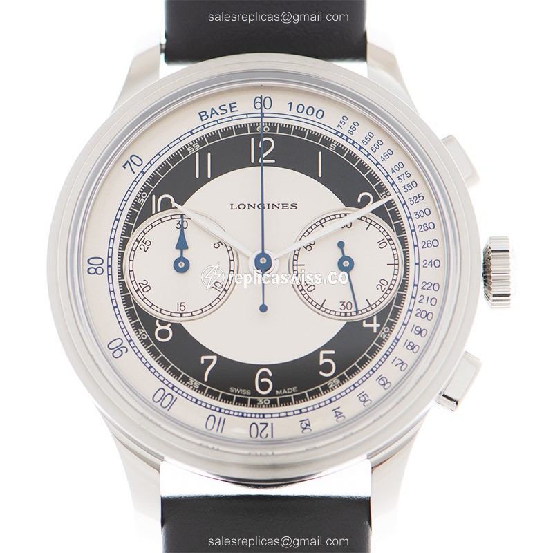Luxurious Longines Heritage Classic Replica, Automatic Movement, Silver Dial & Leather Strap Watch