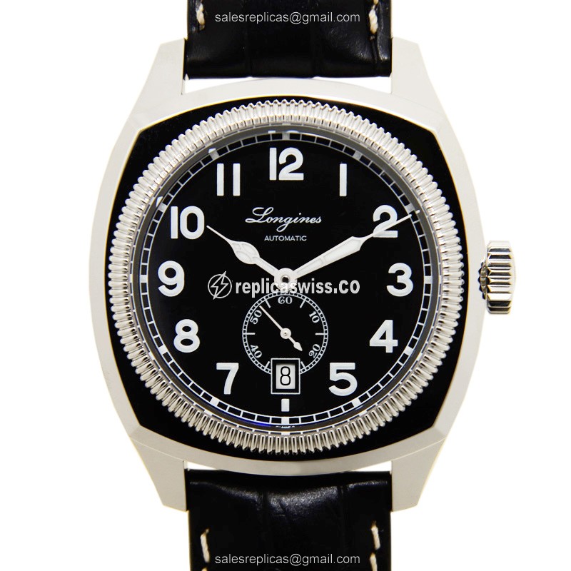 Luxurious Longines Heritage Replica in Black Dial Stainless Steel Case with Automatic Movement
