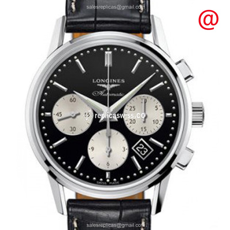 Luxurious Longines Heritage Replica Watch | Automatic Movement, Black Dial & Leather Strap