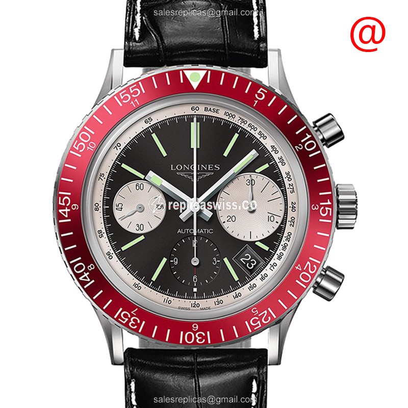 Luxurious Longines Heritage Replica Watch | Automatic Movement, Black Dial & Leather Strap