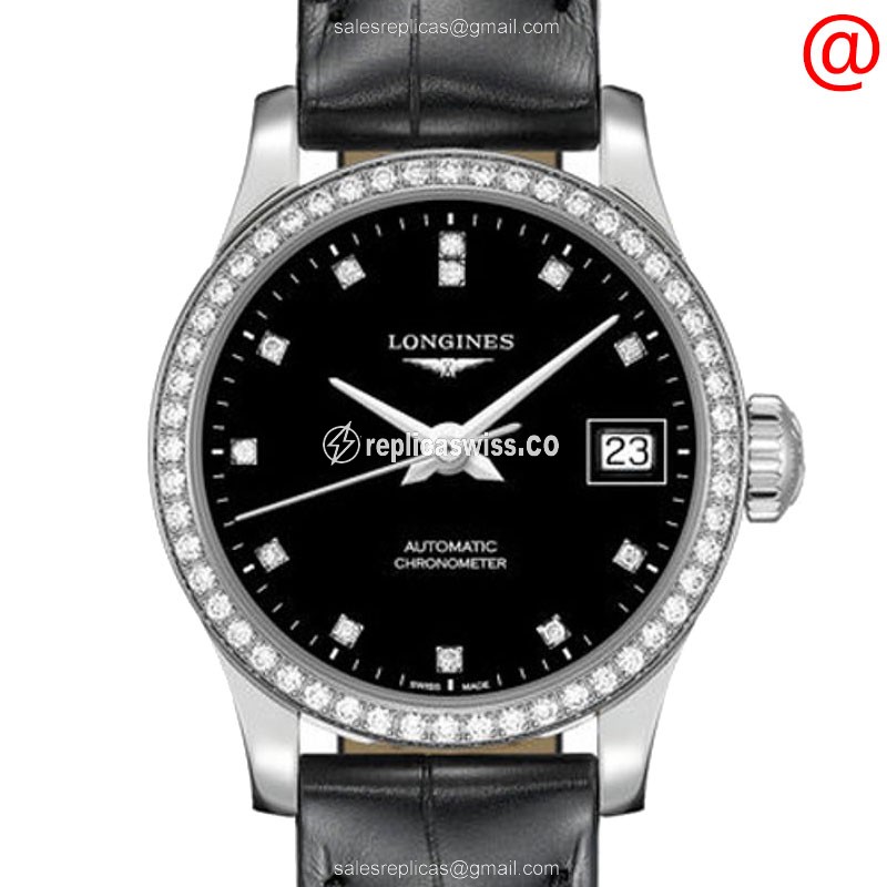 Luxurious Longines L2.320.4.57.2 Replica Watch | Automatic Movement, Black Dial & Alligator Strap