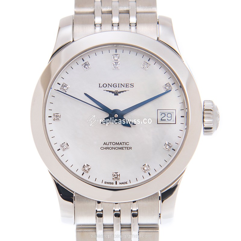Luxurious Longines L2.320.4.87.6 Replica in Stainless Steel with White Dial Sapphire Crystal