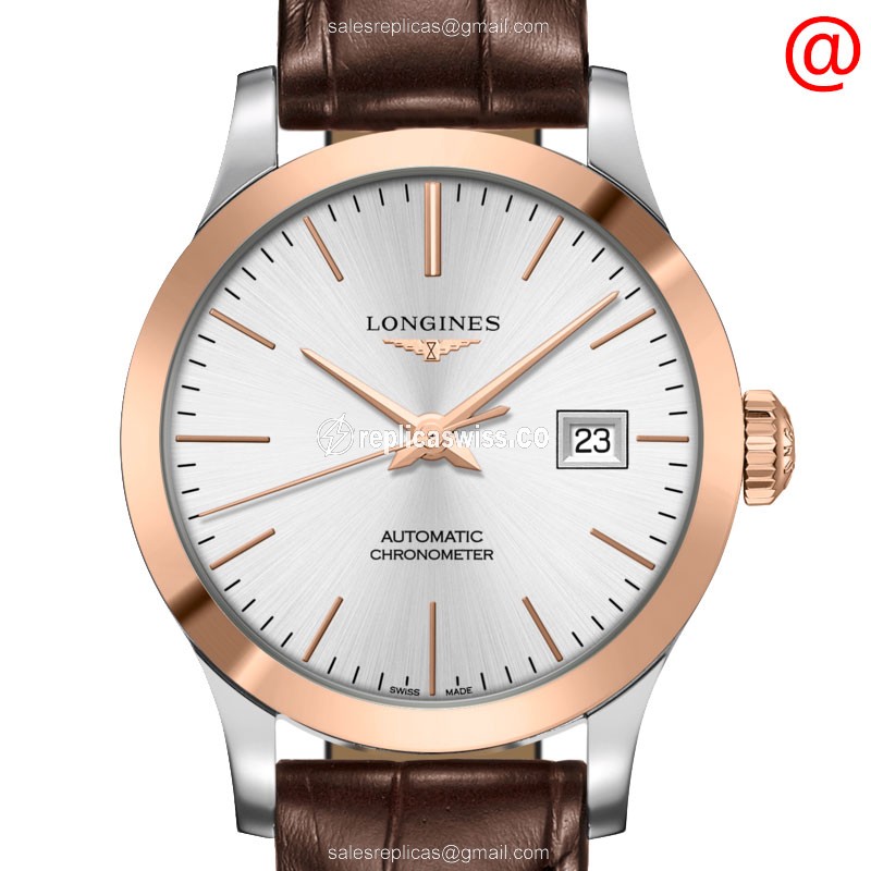 Luxurious Longines L2.321.5.72.2 Replica in Silver Dial & 18kt Rose Gold Case Watch